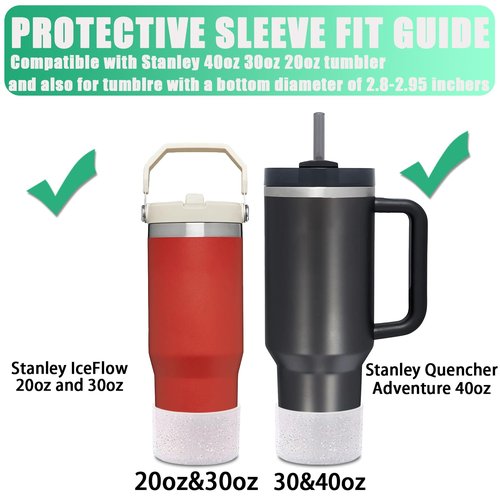 UXCRX 3Pcs Silicone Stanley Cup Boot, 30 Oz & 40 Oz & IceFlow 20oz 30oz & Hydro Flask 12-24oz, Silicone Water Bottle Bottom Sleeve Bumper Cover UX-09
