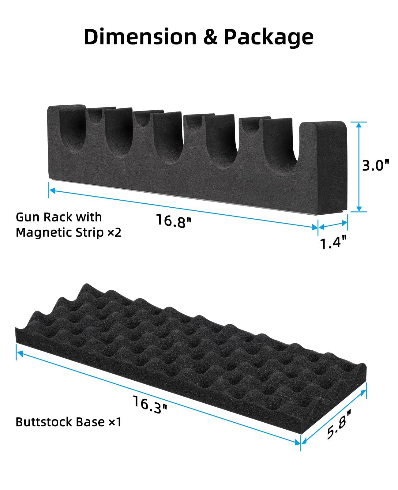 EZshoot Indoor Foam Gun Rack for Storage Rifle Rack with Magnetic Strip Gun Safe Cabinet Accessories Shotgun Holder Quick Access Rack for Outdoor