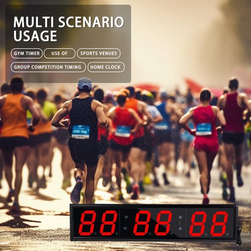 SMAHEAT Fitness Timer with Stopwatch Button, Suitable for School/exam/Home Exercise/Gym/Gym SMAHEAT Electronic Fitness Timer (4.0 inch six bit All red PC Transmission Model)