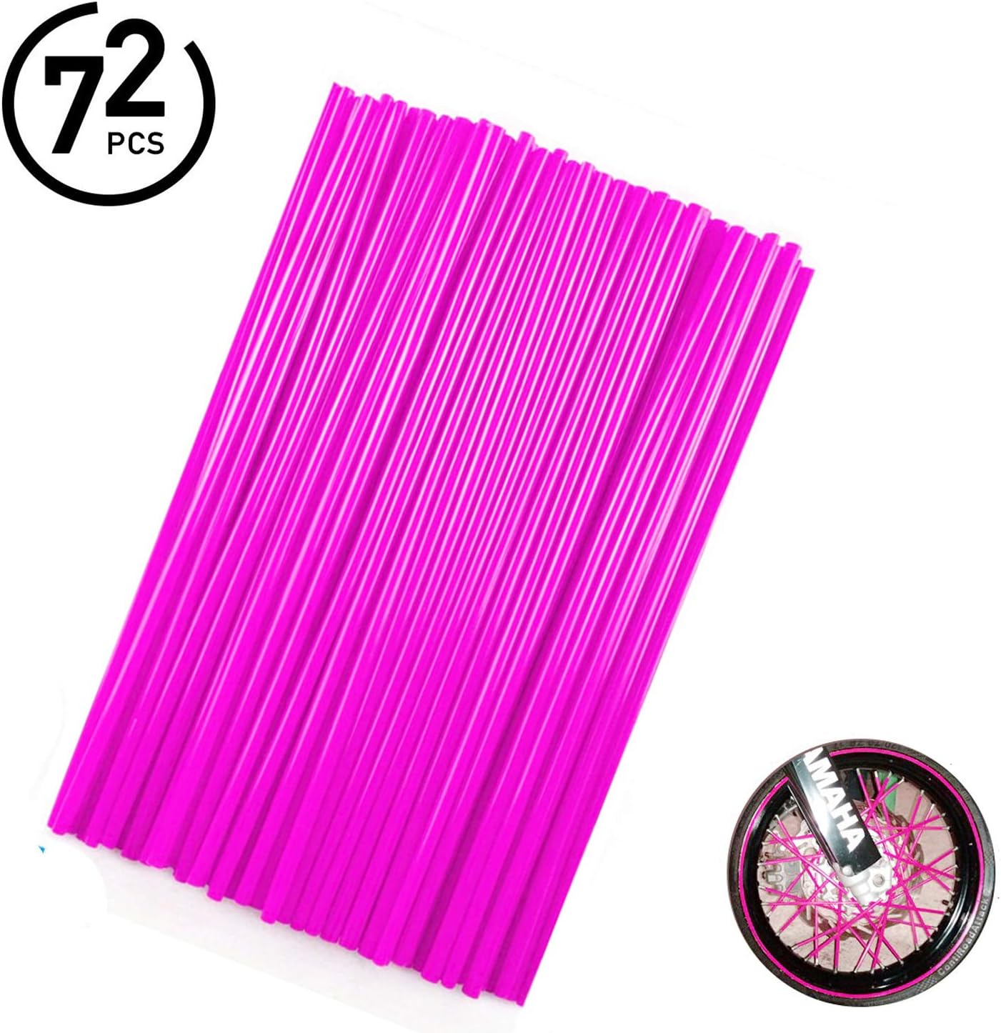 72Pcs Universal Spoke Skins Cover - Ovelur Wheel Spoke Wraps Skins Pipe Trim Decoration Protector For Motorcycle Dirt Bike Yamaha Harley Suzuki(Pink)