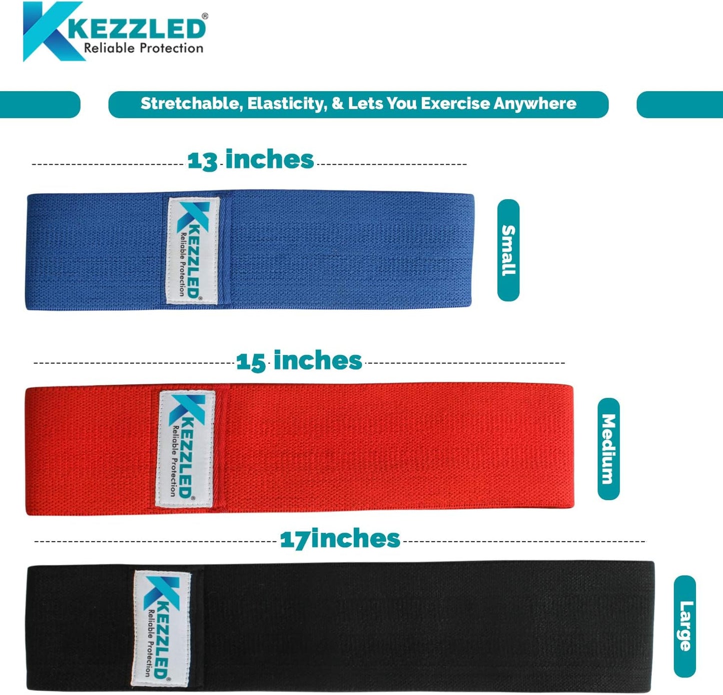 Resistance Workout Hip/Booty Exercise Bands - Set of 3 Bands by Kezzled®