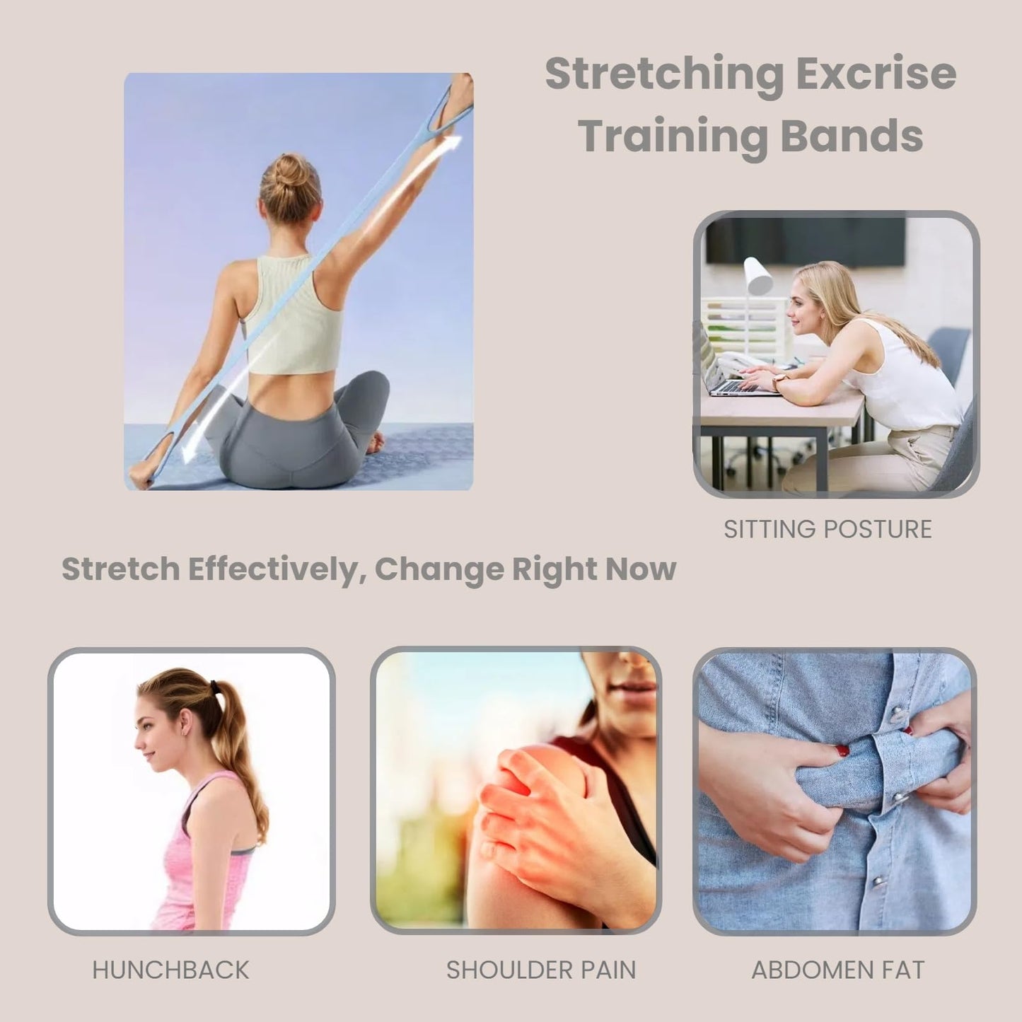 JOYLAY Figure 8 Resistance Band with Handles - 25lb Silicone Exercise Bands for Physical Therapy, Home Gym, Arm Back Shoulder Chest Workout - Portable Fitness Stretch Equipment for Women & Men (Blue)