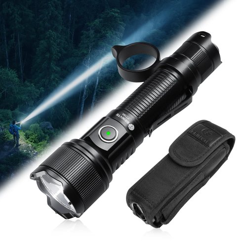 Brinyte PT16A Tactical Flashlight 3000 Lumens Ultra Bright LED USB-C Rechargeable, IP68 Waterproof Dual Switch with 6 Modes for Camping, Emergency, EDC, Home, Outdoor