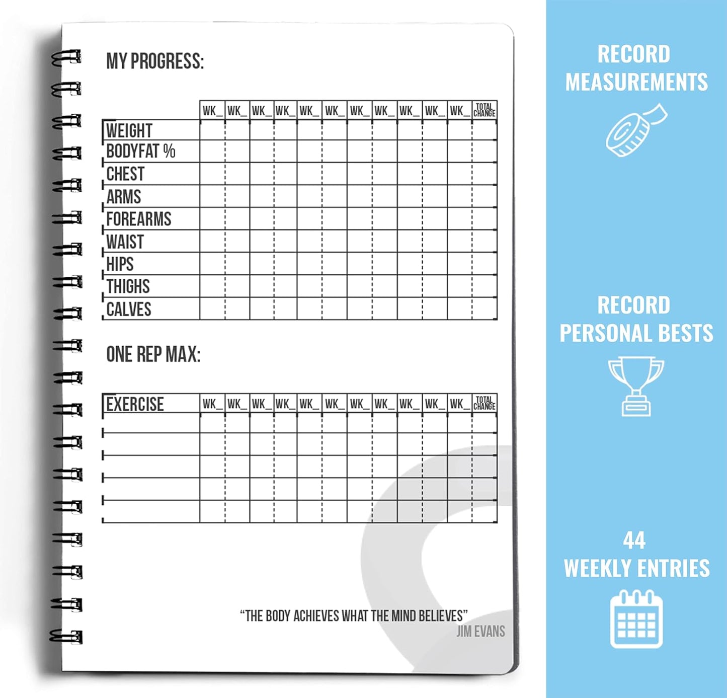Workout Planner for Daily Fitness Tracking & Goals Setting - A5 Size, 6” x 8”, Charcoal Gray - Men & Women Personal Home & Gym Training Diary - Log Book Journal - by Workout Log Gym