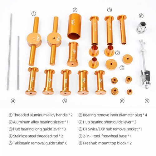 Premium Bike Hub Bearing Press & Removal Tool Kit - Compatible with DT Swiss EXP, DT350, XD, NOVATEC - MTB & Road Bicycle Repair Tools