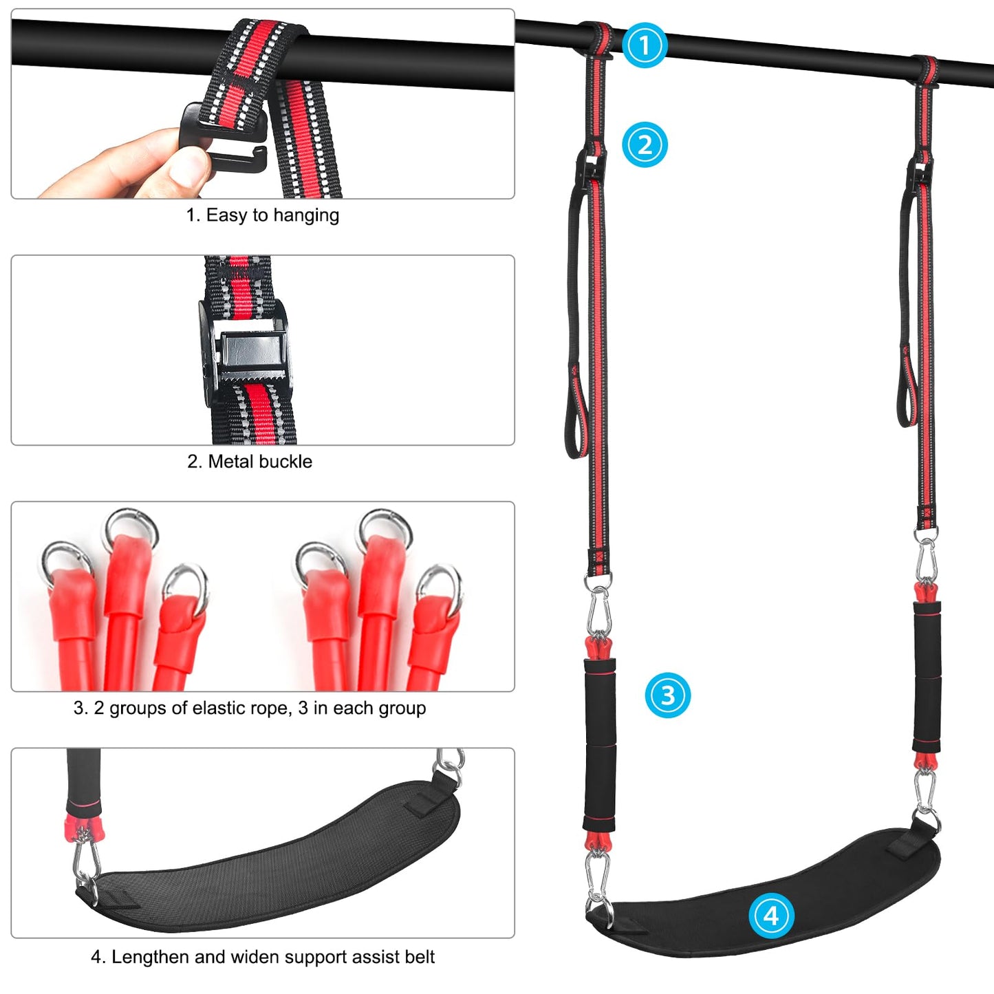 Pull Up Assistance Bands with Fabric Feet/Knee Rest, Heavy Duty Pull Up Resistance Bands, Pull up Assist Bands Pull-up Exercise Band for Chin-up Workout, Body Stretching (Two Feet 300lbs)