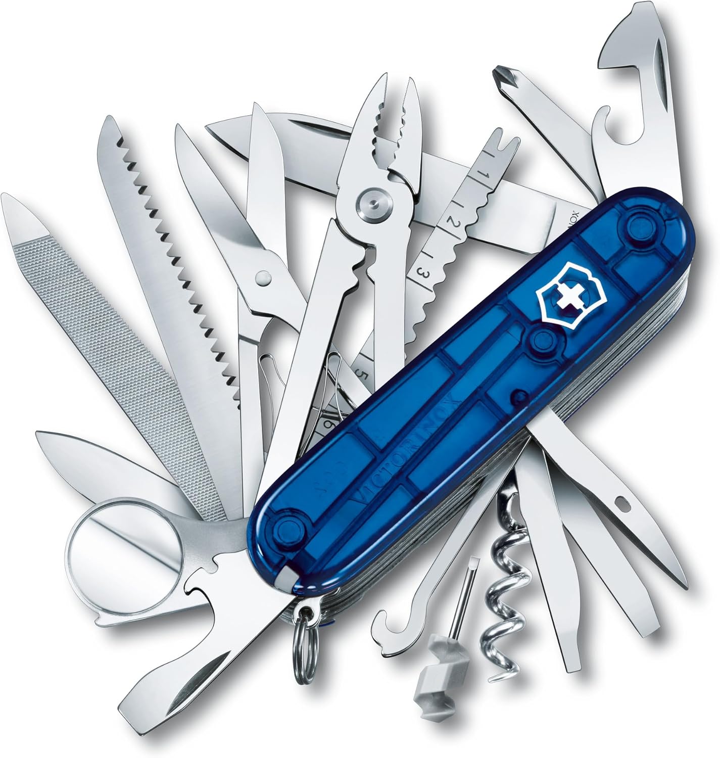 Victorinox Swiss Champ Swiss Army Knife, 33 Functions, Swiss Made Pocket Knife with Large Blade, Screwdriver, Chisel and Combination Pliers - Red
