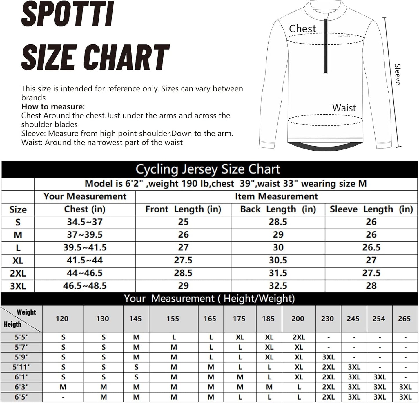 Spotti Men's Cycling Bike Jersey Long Sleeve with 3 Rear Pockets - Moisture Wicking, Breathable, Quick Dry Biking Shirt