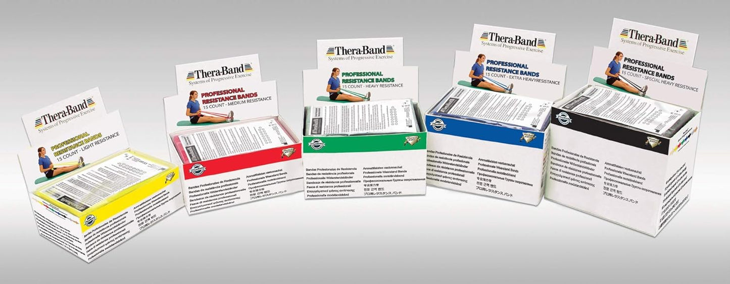 THERABAND Professional Resistance Bands - 5ft Latex Elastic for Home Workouts, Rehab & Pilates (15/30 Count)