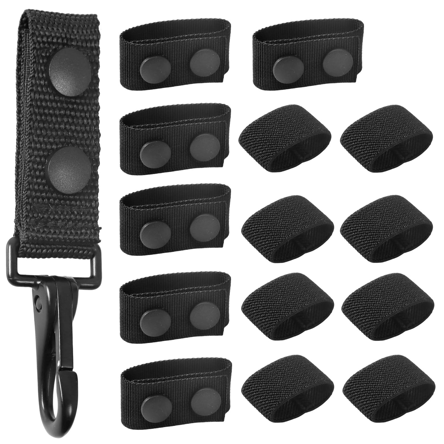 6 Duty Holders and 1 Duty Keychain, Tactical Belt Clips and Nylon Keepers, Elastic Bands for Pants Loops