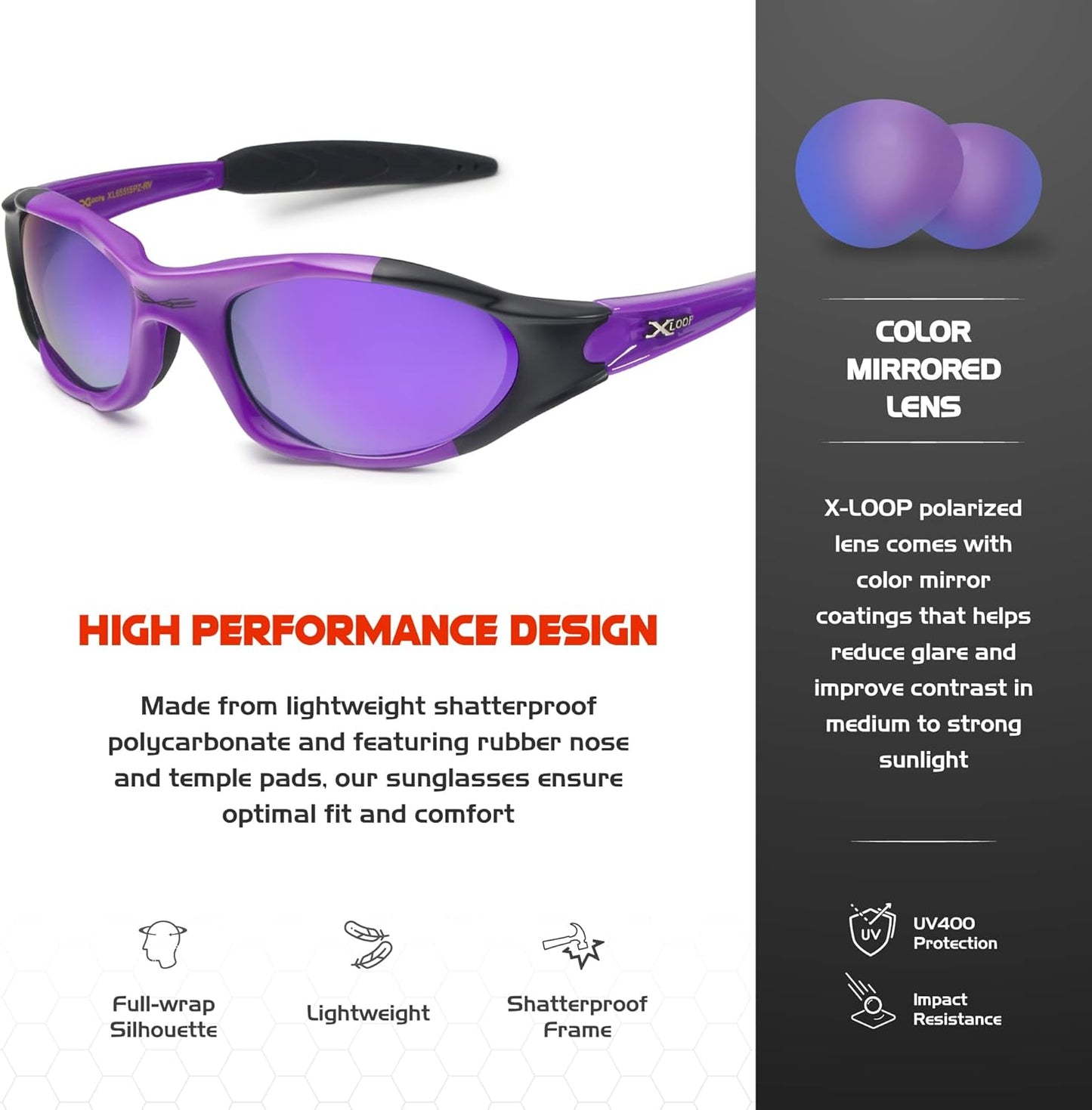 Polarized Youth Sports Sunglasses for Boys & Teens (Ages 8-16) - UV400 Baseball Wraparound
