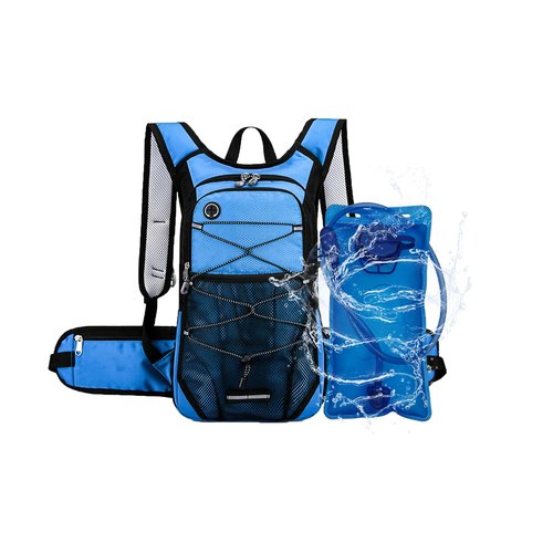 Hydration Backpack Hiking Backpack with Water Bladder Lightweight Insulation Hydration Pack Water Backpack for Hiking Cycling Running Festival Camping for Men Women (Blue, 27X11X46CM)
