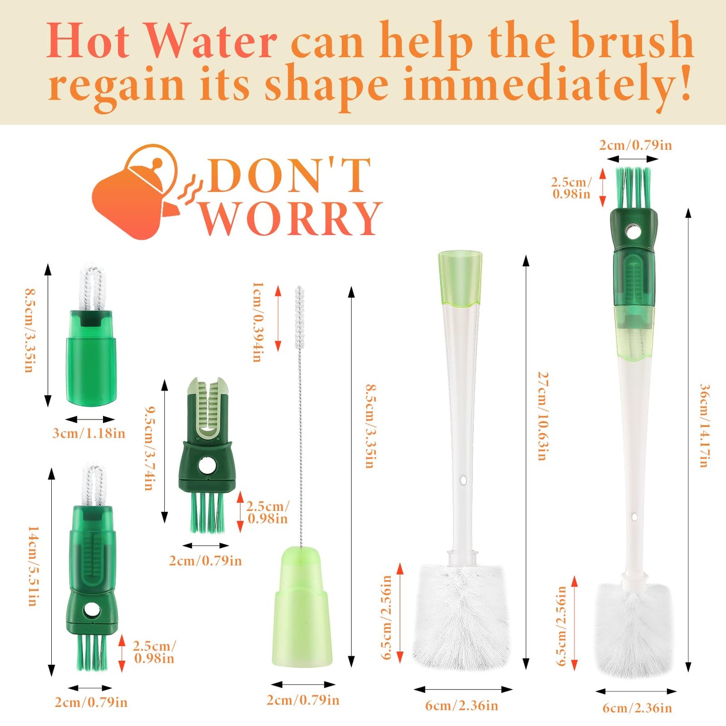 5 in 1 Water Bottle Brushes for Cleaning, Easily Cleans The Cup Mouth, Lid, Bottom, and Straw.Multifunctional Insulation Bottle Cleaning Tools, Home Kitchen Cleaning Tools