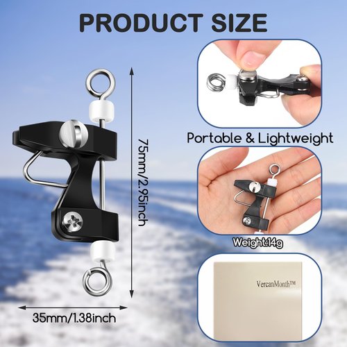 VercanMonth 6 Pcs Outrigger Release Clips Downrigger Release Clips with Adjustable Tension Planer Board Clips Downrigger Fishing Kite for Trolling Offshore Fishing Accessories (White)