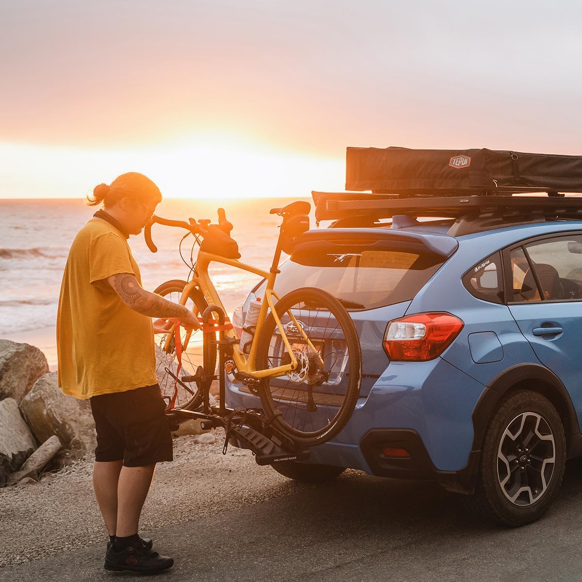 Hollywood Racks Destination 4 Hitch Bike Rack, Lightweight, Black - Platform Style Bike Rack for Car Carries up to 4 Bikes for Safe, Secure Transport - Fits Most Bike Styles, Sizes and Models