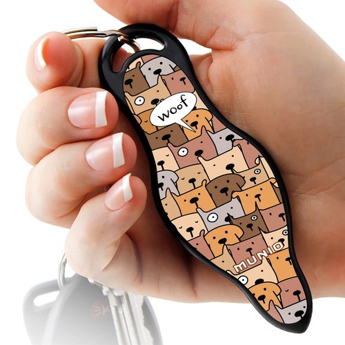 MUNIO Self Defense Keychain – Lightweight, Stylish & Portable Safety Tool for Women & Men – Non-Lethal Kubotan, Easy to Use, TSA Approved – Made in USA – Dogs Design
