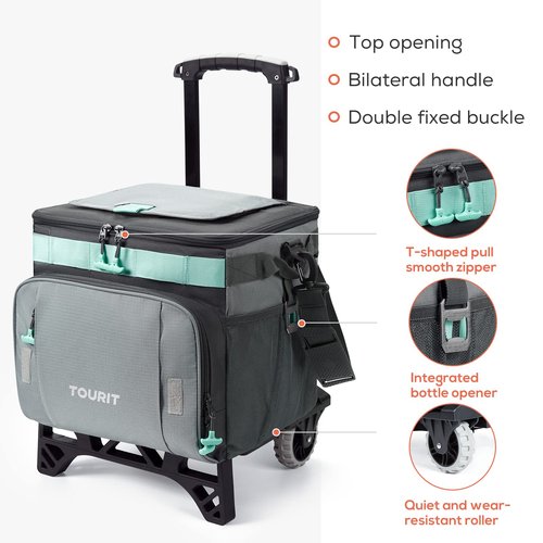 TOURIT 50-Can Insulated Rolling Cooler & 4 Pcs Reusable Ice Packs Bargain Perfect Combination