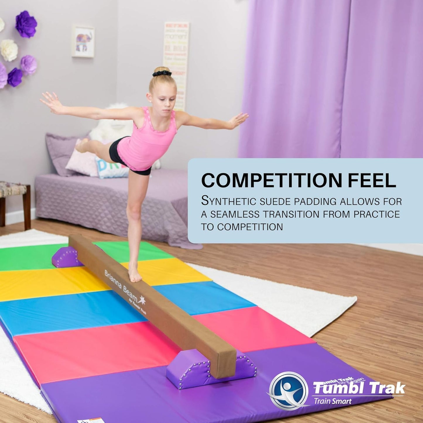 Tumbl Trak Brianna Balance Beam, Suede