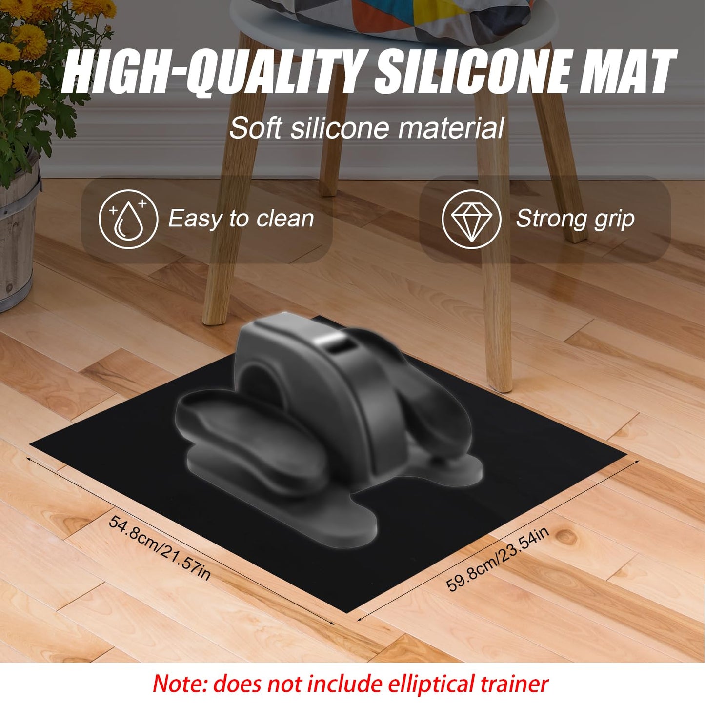 Anti-Slip Mat for Ellipse Leg Exercise Machine, 23.54x21.57 Inches Stable Exercise Equipment Mat for Under Desk Elliptical Machine Perfect for Home Workout Protect Floor