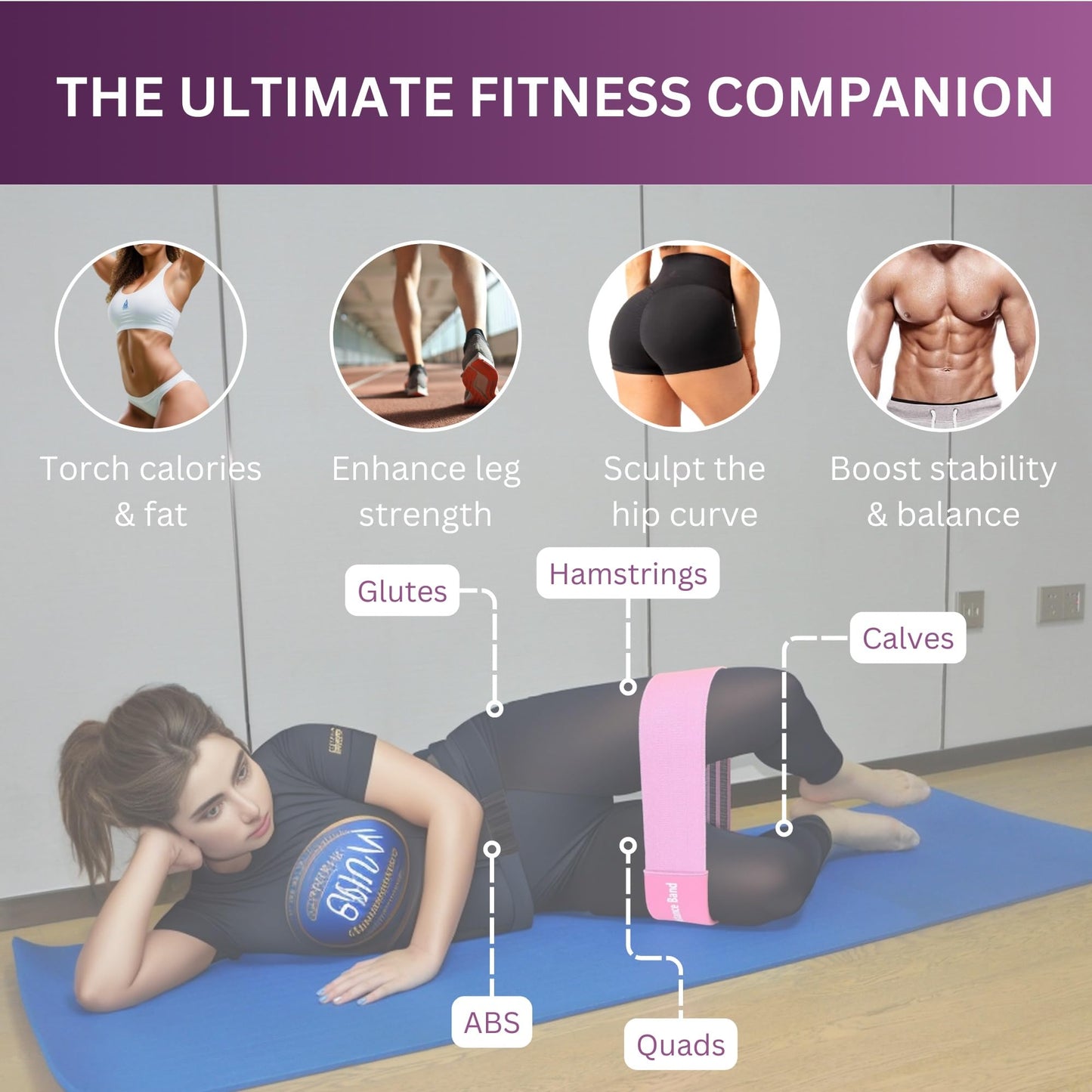 Adjustable Fabric Resistance Bands with Medium Resistance Levels, Non-Slip Exercise Bands for Men and Women, Perfect Workout Bands for Glutes and Lower Body Training - 1 Pack