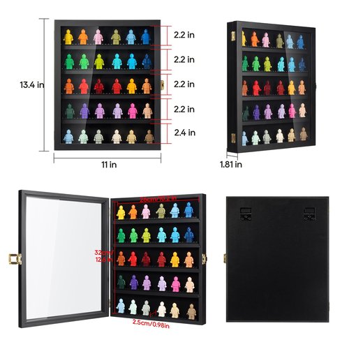 TJ.MOREE Minifigure Display Case for Collectibles, Mini Figure Display Case Wall Mount, 11 x 13.4 inches Black