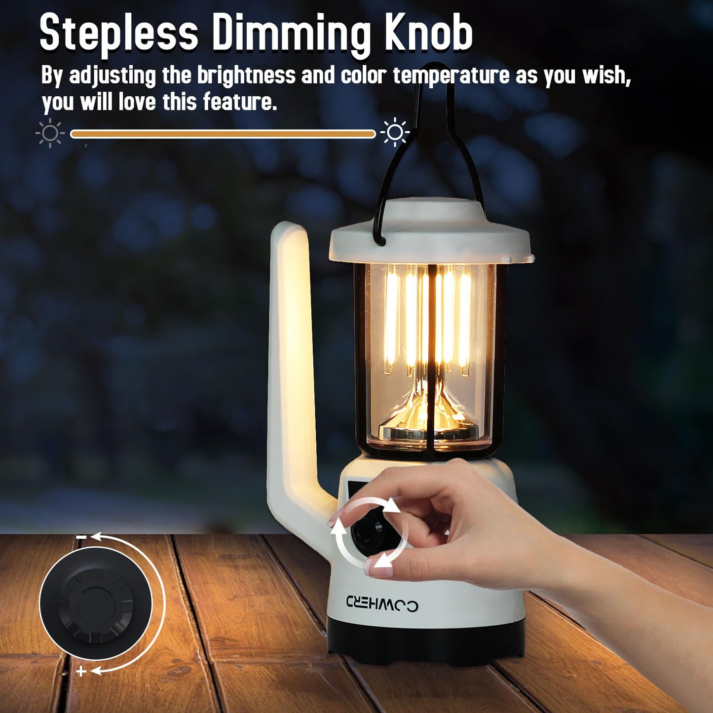 COWHERD Rechargeable Flashlight Lantern 2-in-1 LED Handheld Flashlight with Lantern and Spotlight Modes - Perfect for Power Outages, Camping, Hiking, Emergency, and Home Use