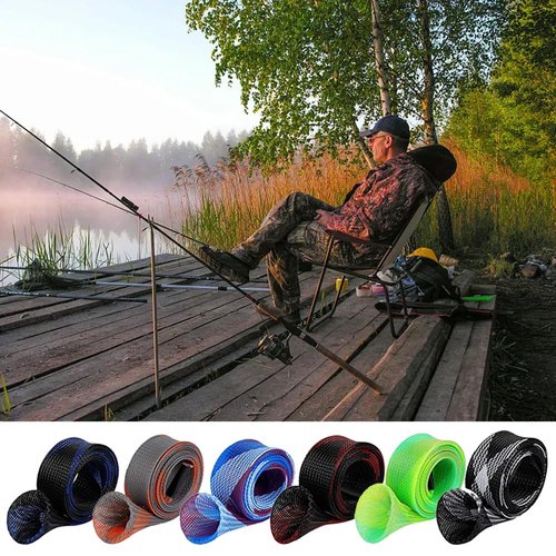 Yontree 6 Pack Fishing Rod Sleeve, Fishing Rod Cover Braided Mesh Rod Sleeves Socks, Fishing Pole Sleeve for Spinning/Casting/Sea/Fly Fishing Rod