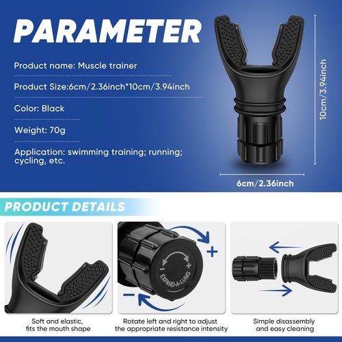 Portable Muscle Trainer, Exercise Trainer with Resistance Adjustable, Easy to Clean and Use, Improve Strength and Endurance（Black）