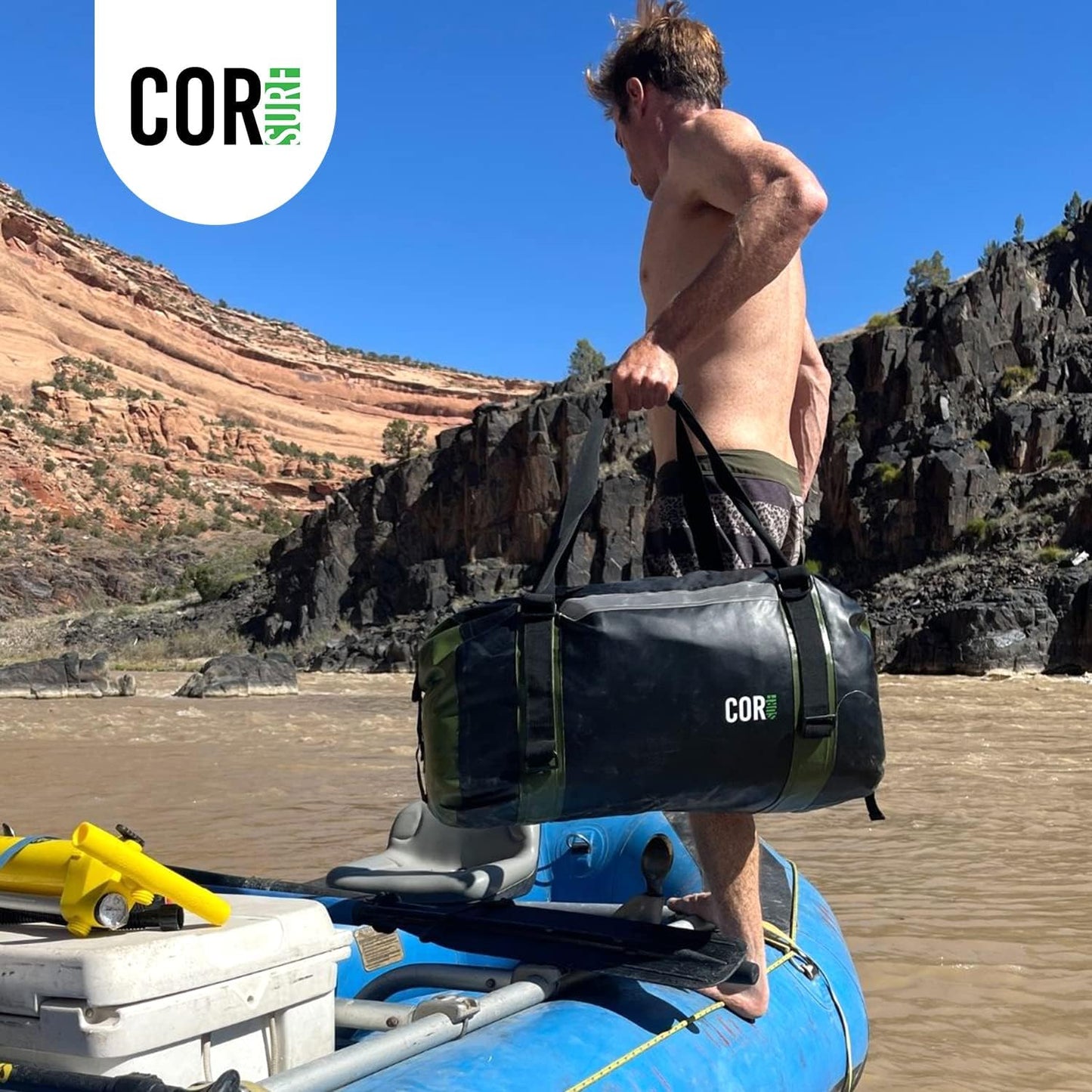 Extra Large Waterproof Duffle Travel Dry Duffel Bag | 60L Heavy Duty Gear Bag with Durable Straps & Handles for Kayaking Paddleboarding Boating Rafting Fishing