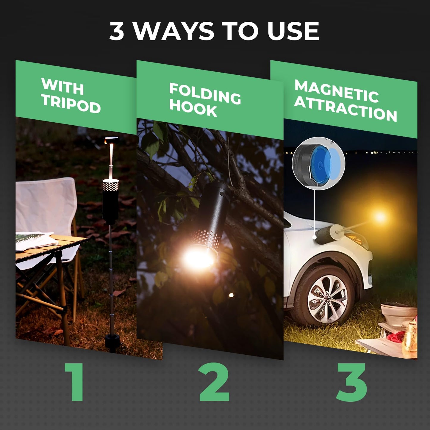 Flyrivergo Telescopic Camping Light, Recahrgeable Portable Camping Lantern 4 Light Modes, with Tripod and Storage Bag, 10000mAh Battery Outdoor Lights for Emergency, Camping, Hiking