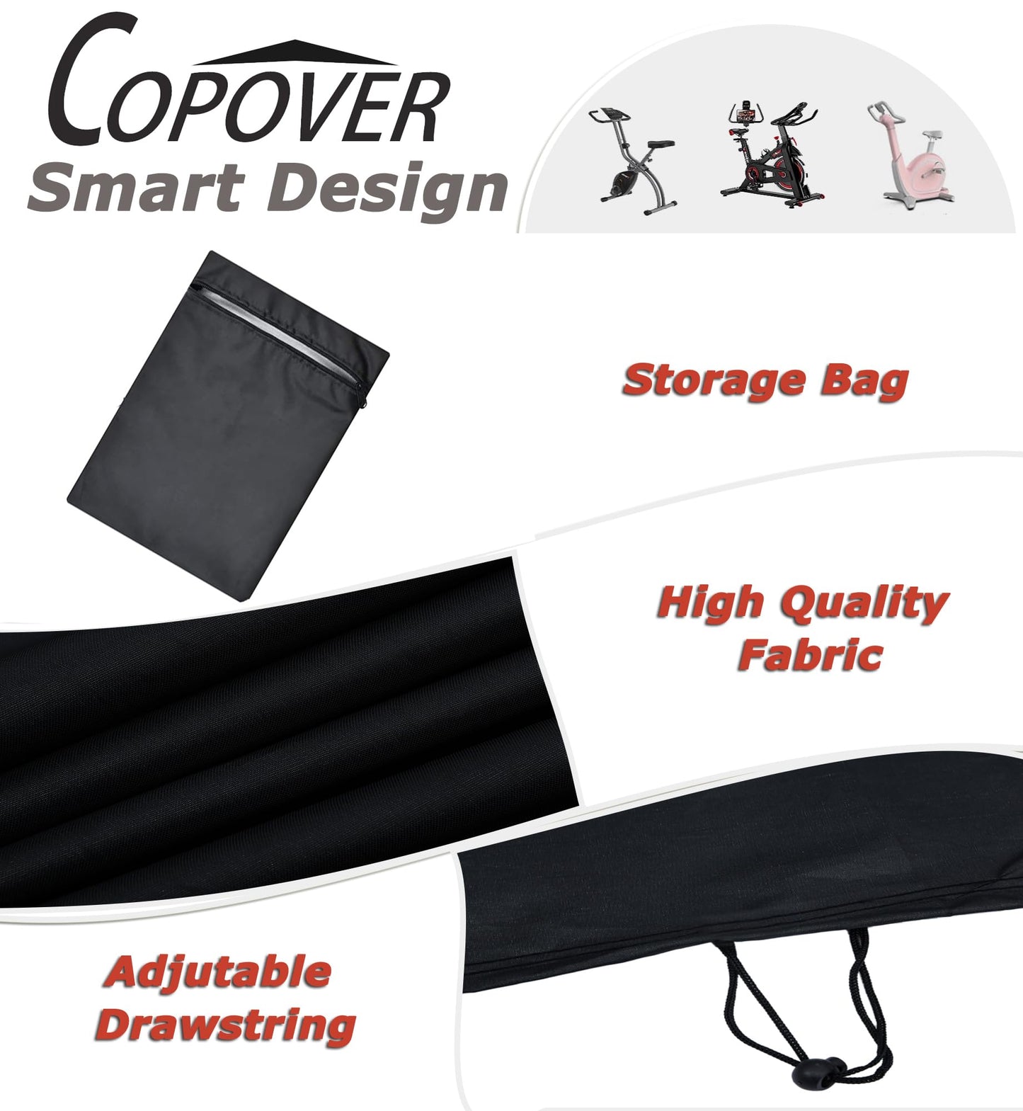 Exercise Bike Cover, Upright Cycling Stationary Bike Cover Outdoor Storage Peloton Bike Protective Cover Dustproof Waterproof Indoor Outdoor Exercise Bike Bicycle Covers with Storage Bag