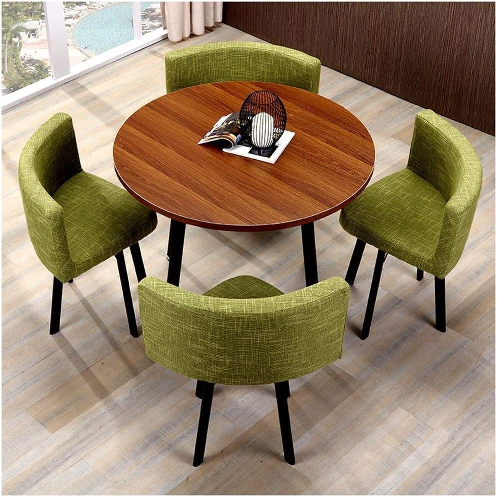 Office Table and Chair Set Conference Coffee Table 90cm Leisure Table and Chair Set Modern Home Living Room Balcony Wood Round Table Creative Lounge Cafe Break Room Office Business (Color : Grey) (