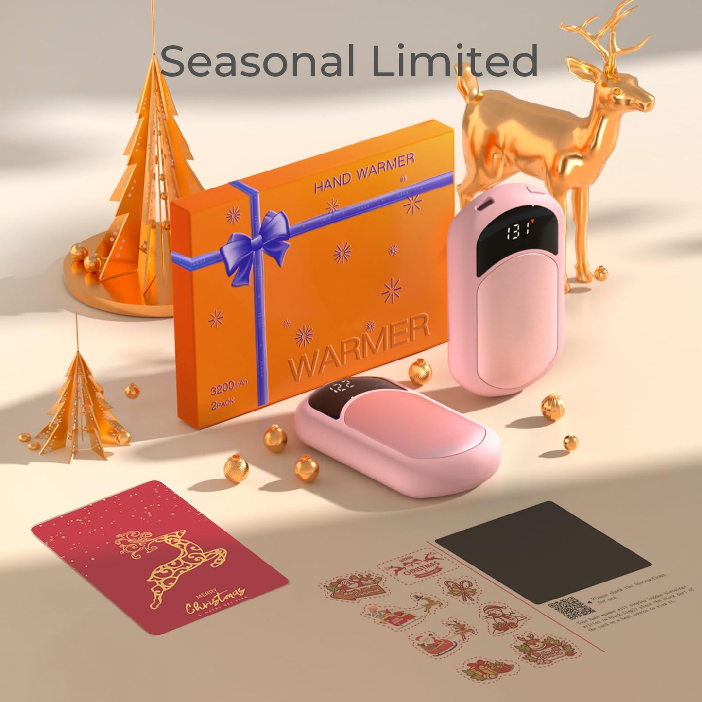 Hand Warmers Rechargeable, 3 Heat Levels (104–131°F) with AI Temp & Battery Display, Pocket Electric Hand Warmers, Fast Heating, Fits in Gloves, Gifts for Women & Men