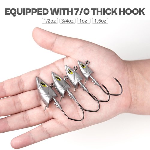 Saltwater Jig Head, Fish Eye Swimbait Jighead for Fishing Inshore/Offshore 1oz with 7/0 Hooks for Bass, Stripper, Redfish, Seabass etc.