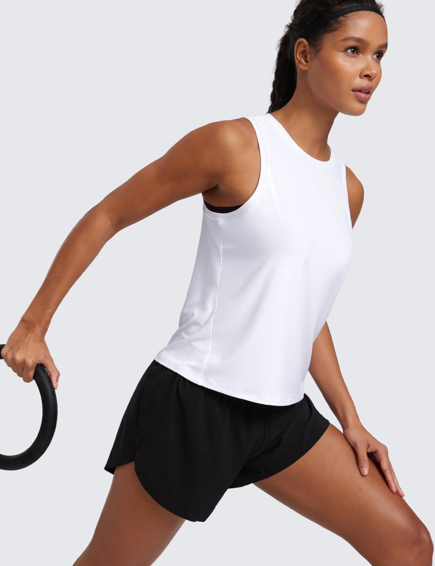 CRZ YOGA Cloudweight Crew Neck Workout Tanks Lightweight Athletic Gym Tops for Women Soft Basic Running Sleeveless Shirts White Small