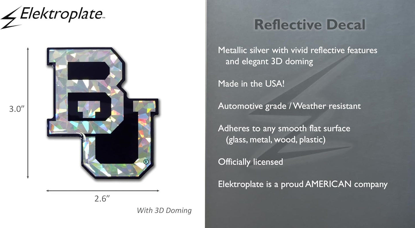 Elektroplate Offically Licensed Baylor Bears BU Green and Gold Reflective Decal | Premium 3D Domed All Weather Sticker for Car, Water Bottle, Laptop, Tablet, Cooler, Toolbox, Phone | Made in The USA