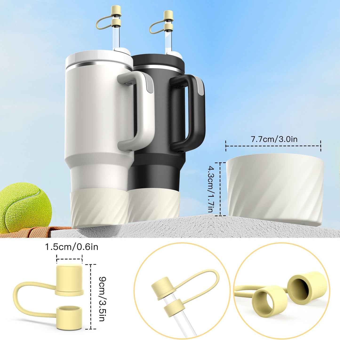 AICase for Stanley Boot Bottom Protector and Straw Cover Topper Cap with Reusable Replacement Straws for Stanley/Simple Modern 30/40 Oz Tumbler Cup Accessories