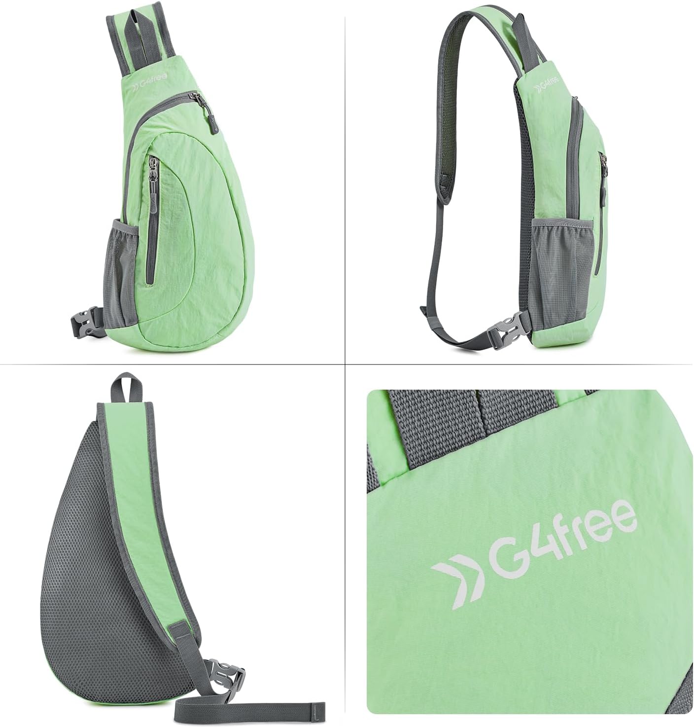 G4Free Sling Bag for Men Women, Small Crossbody Backpack Lightweight Chest Shoulder Bags for Travel, Outdoor and Sports (Black)