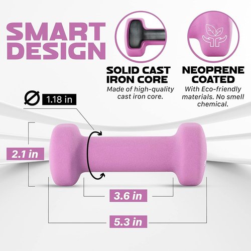 Yes4All Workout Weights Sets: Ankle Weights (1.5lbs x2) with Adjustable Strap and Neoprene Coated Dumbbell Hand Weight (2lbs x2) - for Women & Men in Jogging, Running, Aerobics, Cardio Routine