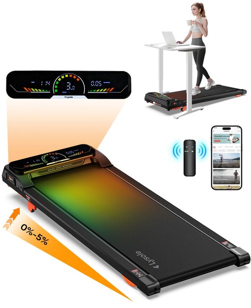 Lysole Walking Pad Treadmill with Incline,Treadmills for Home and Office,340 Lb Capacity,4 in 1 Portable Under Desk Treadmill with APP and Remote Control,Large LED Display