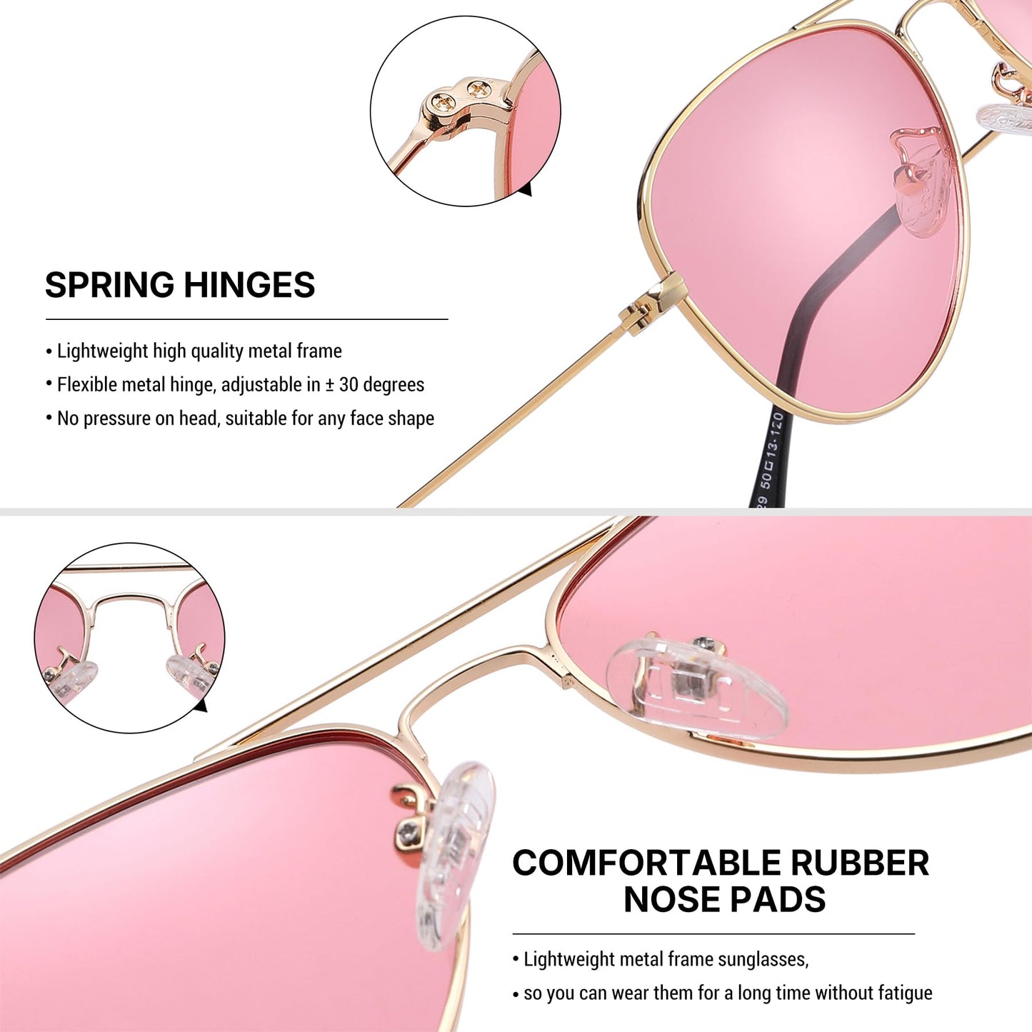 Pro Acme Polarized Kids Aviator Sunglasses, UV400 Protection Metal Frame Unbreakable for Toddlers Age 3-8(Gold Frame/Clear Pink Lens)