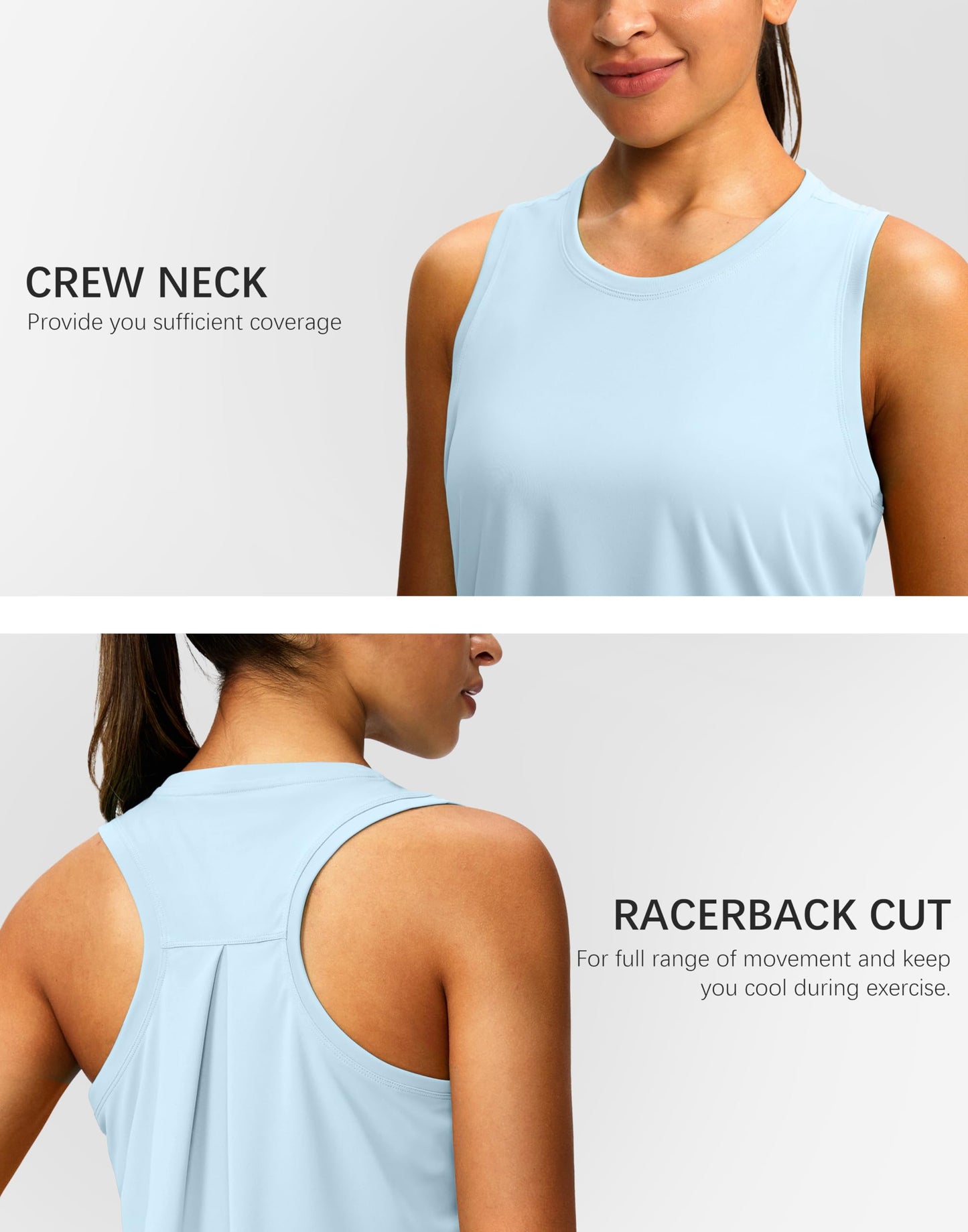 Women's Workout Tops Racerback Athletic Tank Tops Sleeveless Loose Fit Yoga Running Gym Shirts for Women(Blue Linen,M)