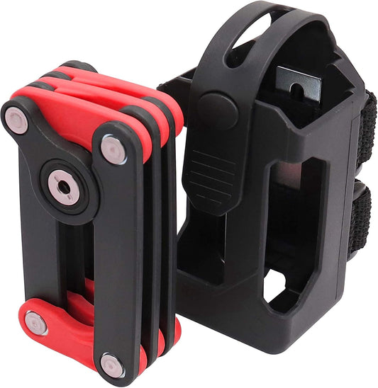 [Bosvision] Folding Bike Lock – Heavy Duty Anti-Theft Bicycle Lock with 12 Hardened Steel Bars (30.7” / 78cm), 2 Disc Keys & Mount Bracket – Compact, Drill-Resistant, Frame-Safe
