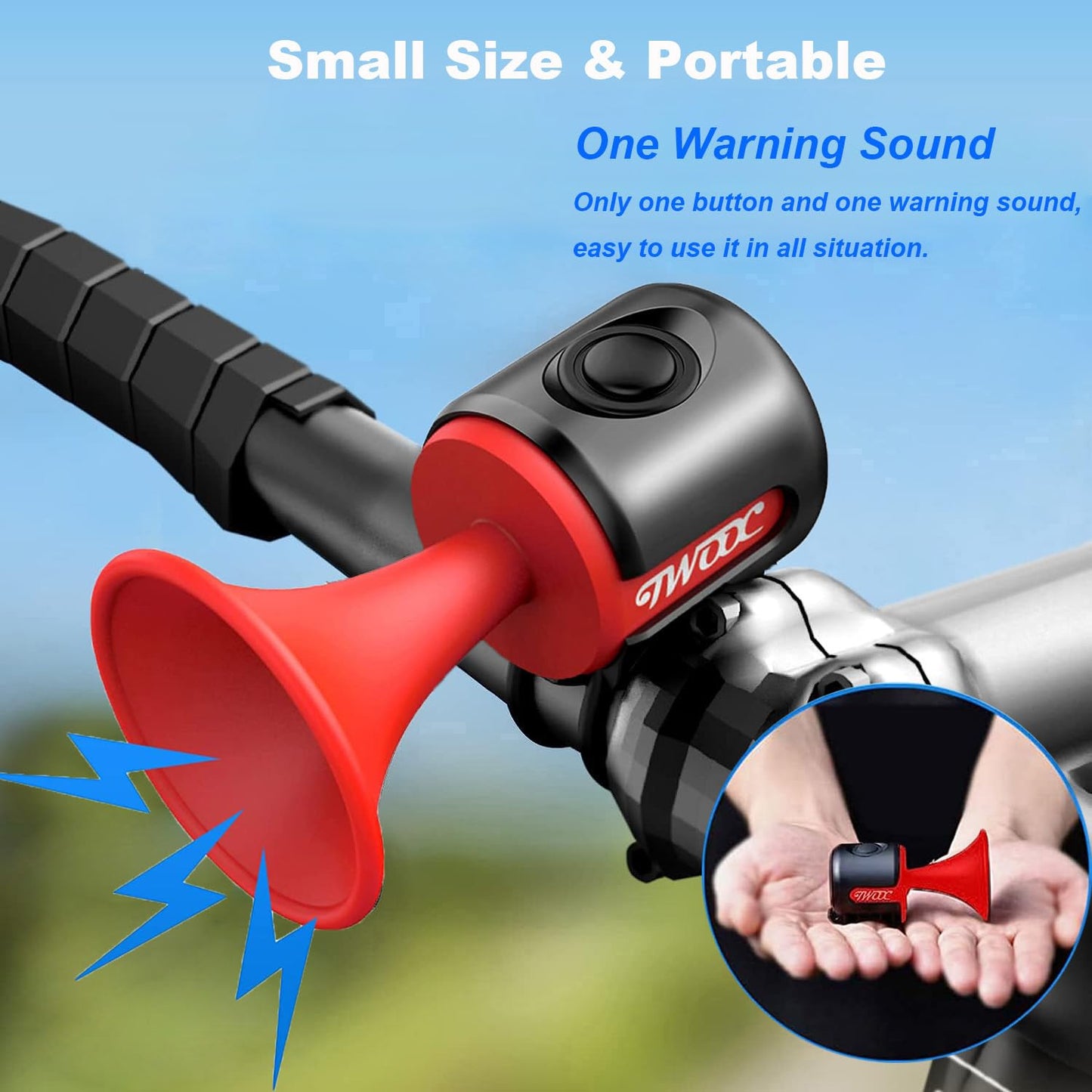 AaiLucky Electric Bike Horn, 120dB Loud Bicycle Horn, Electronic Bicycle Bells for Adults/Kids Bike/Scooter/Ebike, 300mAh Battery Operated, Waterproof