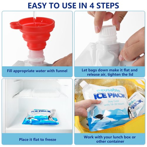 Belinlen 12 Pack Cooler Shock Ice Packs for Cooler Reusable 10x10 Inch Long Lasting Cooler Packs, Cooler Ice Packs Freezer Packs for Cooler Bag, Lunch Bags, Cooler Backpacks