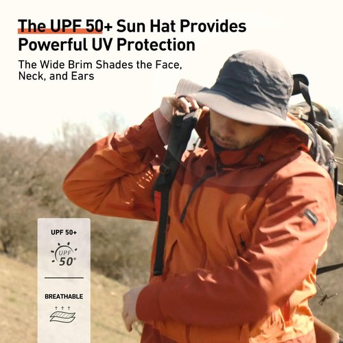 Comhats UPF 50 Sun Hats Wide Brim Summer Safari Hat Fishing Hiking Boonie Hats for Men Waterproof Dark Grey Large X-Large XX-Large XL XXL Oversize