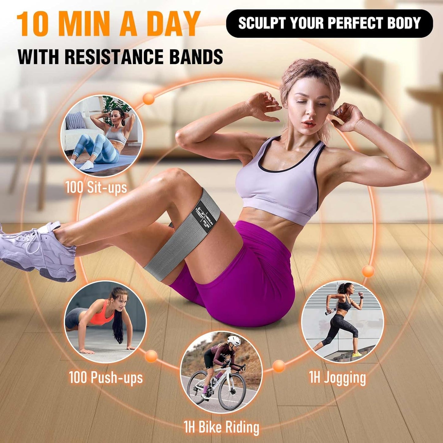 Fabric Resistance Bands for Working Out - Exercise Bands for Women and Men, Booty Bands for Legs and Glute, Yoga, Pilates, Rehab, Fitness and Home Workout