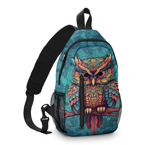 Yamegoun Owl Sling Bag Travel Crossbody Backpack One Shoulder Pack Hiking chest Daypack for Women Waterproof Adjustable Lightweight Outdoor Workout
