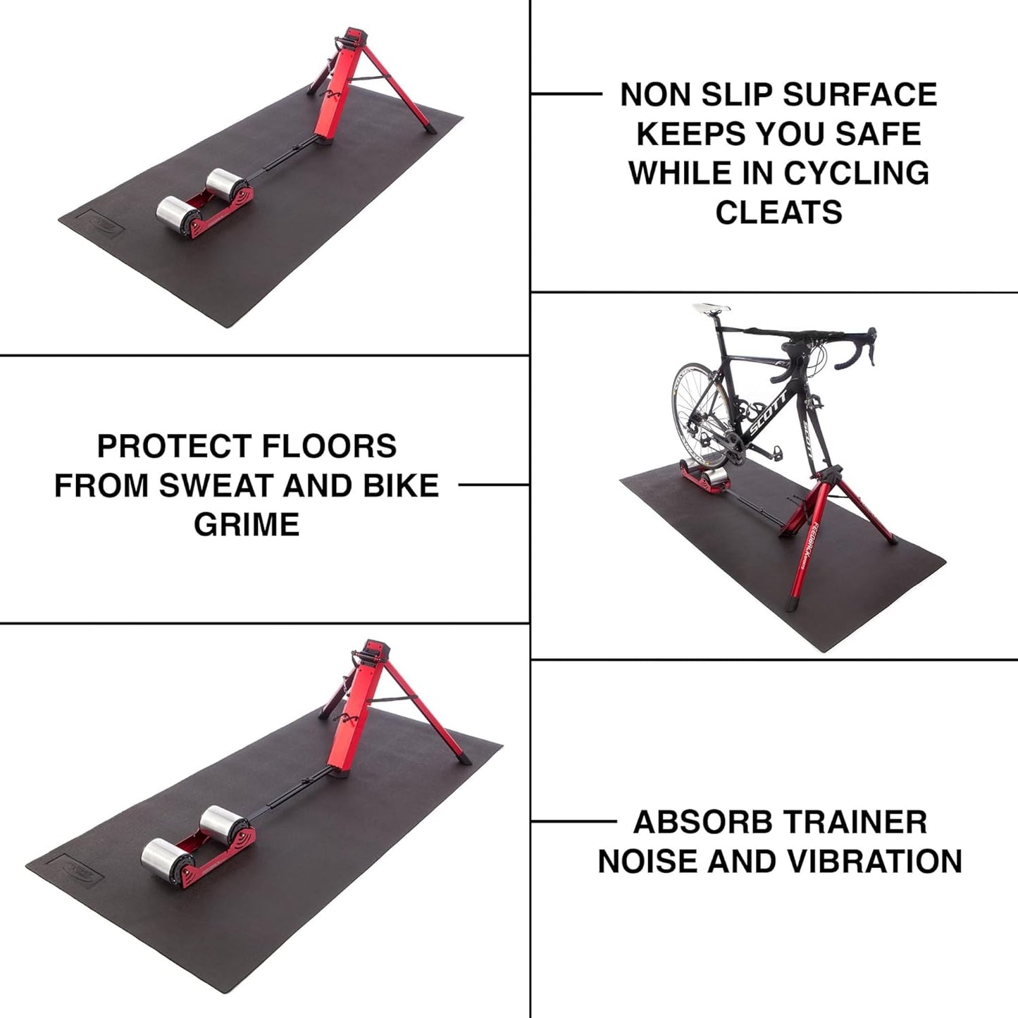 Feedback Sports | Bicycle Trainer Mat | Non-Slip Surface, Cycling Cleat Safe | Place Under Bike Trainer | Protect Flooring