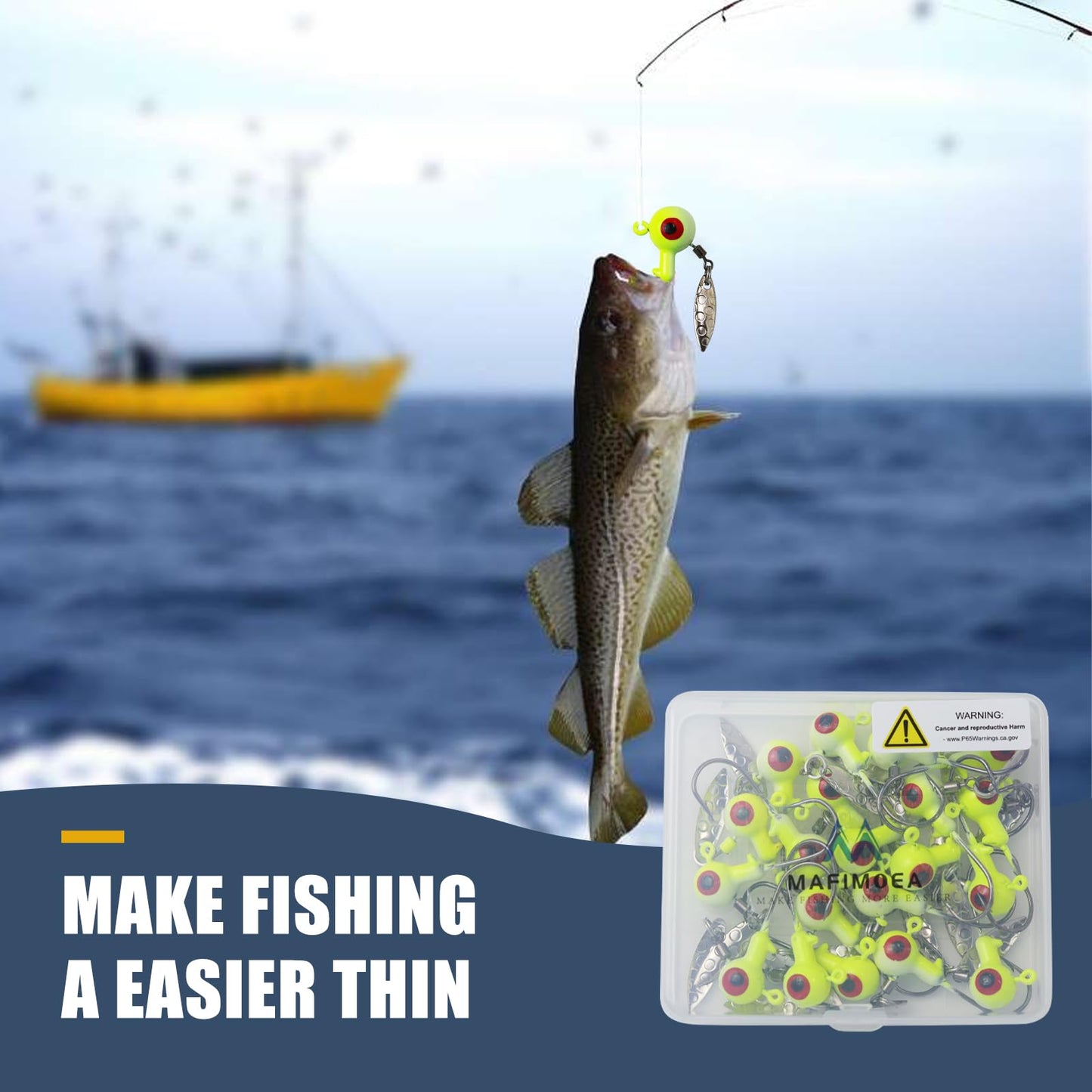MAFIMOEA 20/30Pcs Underspin Jig Heads with Spinner Fishing Jig Heads Hooks Set Crappie Jigs Fishing Jig Hooks Assortment Saltwater Freshwater Bass Crappie Trout Glow in The Dark